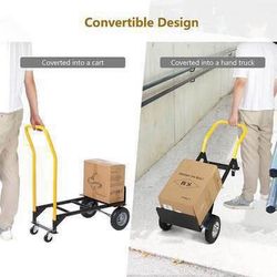 New 2-in-1 Convertible Multipurpose Dolly Cart Hand Truck Heavy Duty Platform Cart with Swivel Wheel