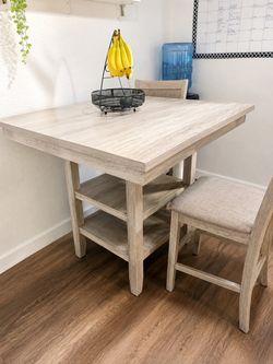 Gray Wood Dining Table with 4 Chairs