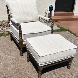 Spindle Arm Chair And Ottoman 
