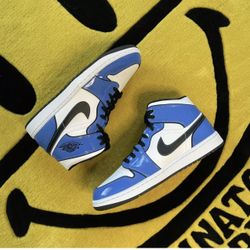 Nike Air Jordan 1 Mid SE Shoe Signal Blue White Black DD6834-402 Men's NEW Size 10.5