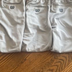 Lot Of 3 Wilson Youth Gray Baseball Pants Elastic Waist Training Pants S New No Tags