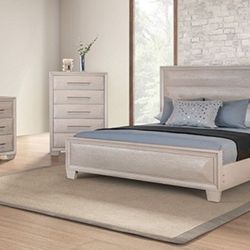 Brand New White Oak 4pc Queen Bedroom Set (Available In Eastern King)