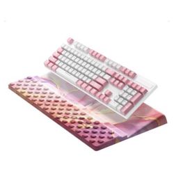 Ospelelf Keyboard Wrist Rest Pad with Ergonomic Mousepad Pink Marble Set