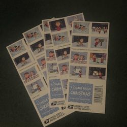 5 Charlie Brown Christmas Forever Stamps 
