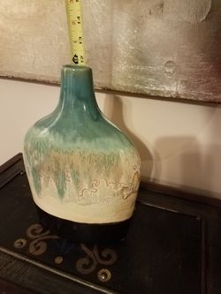 vase;green,tan,brown-$15