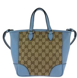 GUCCI Tote Bag Handbag Shoulder Bag 2way Blue GG canvas/leather