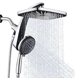 BOZYBO High Pressure Rain Shower Head: Upgrade Shower Heads with Handheld Spray Combo with Fixed Showerhead and 10 Sprays Handheld Shower Head, Detach