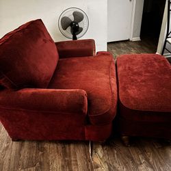 Burkhardt Giant Red Chair With Ottoman 