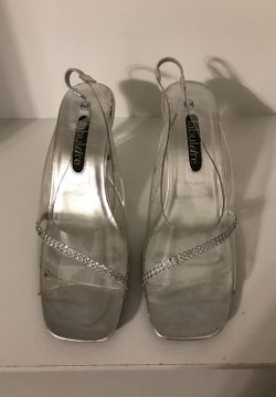 Clear with rhinestones heels sz 8 1/2