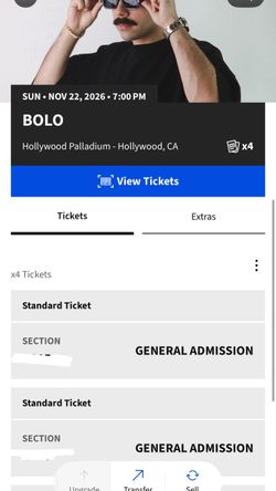 BOLO Concert Tickets x2-Hollywood Palladium