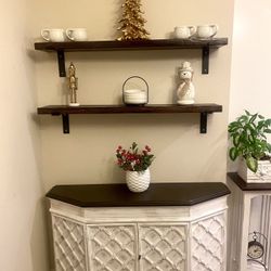 Solid Wood Shelving Unit with Buffet and Storage Drawers