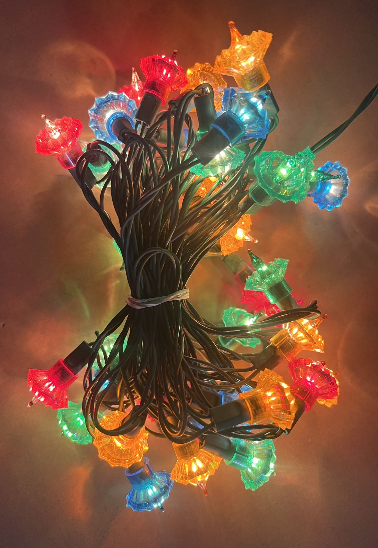 Vintage Christmas Lights Tulip Flower Petal Daisy 40 Multi Color Reflector