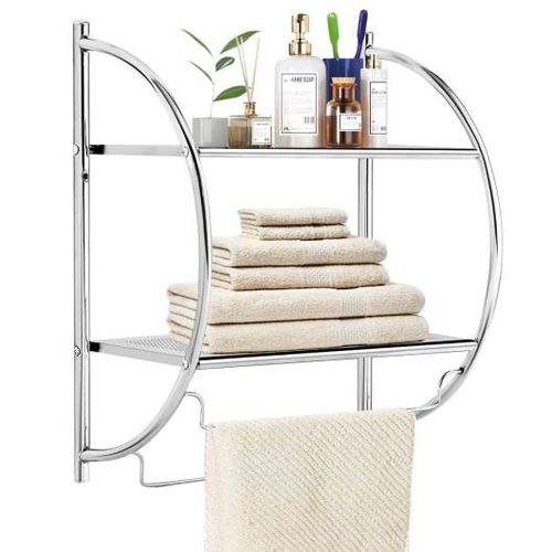 2-Tier Wall Mount Shower Organizer Towel Storage Rack NEW IN BOX