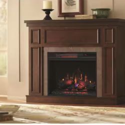  Electric Fireplace in Antique Cherry with Faux Stone Surround