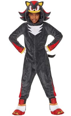 Sonic the Hedgehog Boys Kids Gray Shadow Jumpsuit Costume - Child Extra Large