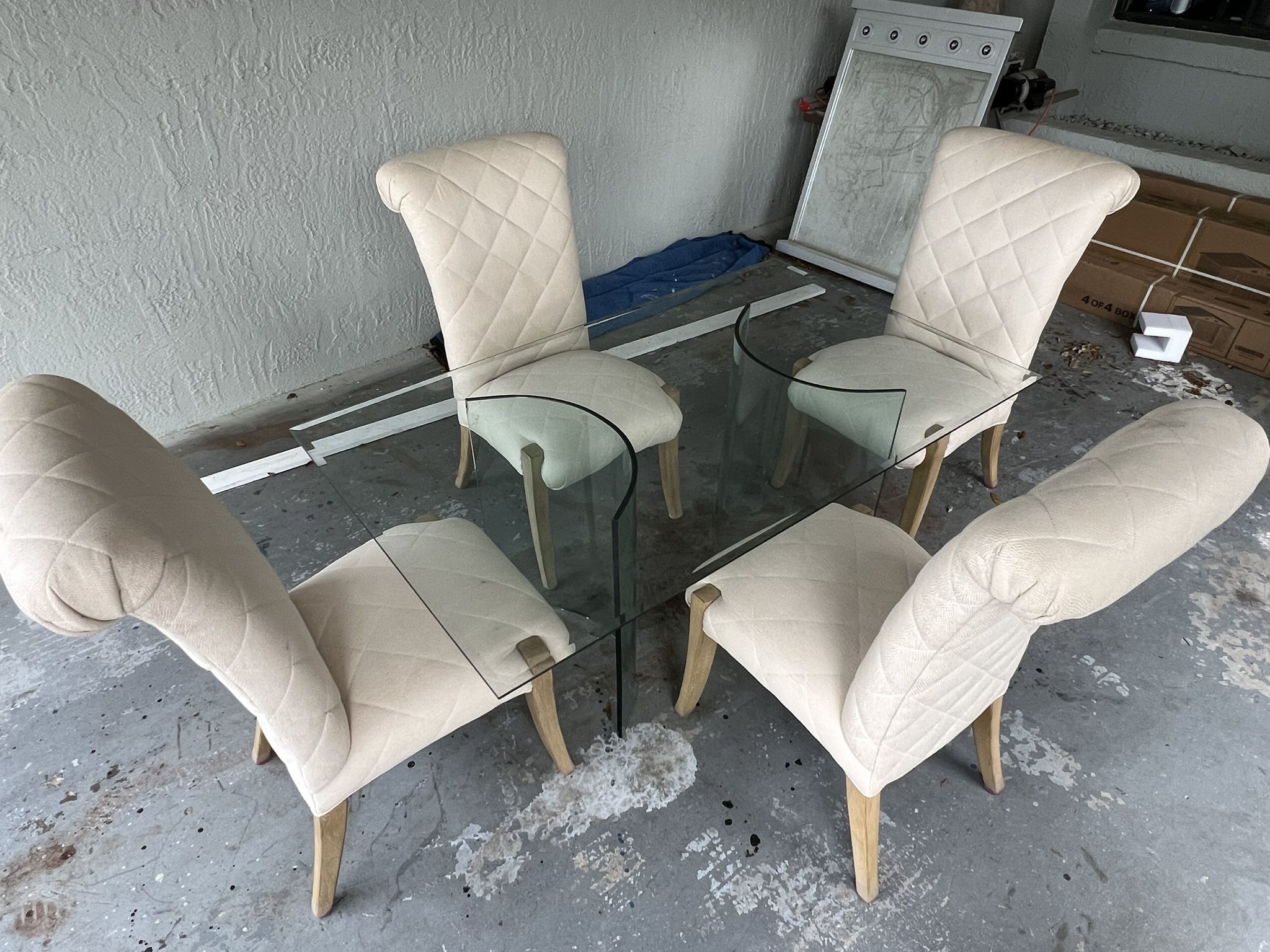 Glass Dining Table And 4 Chairs