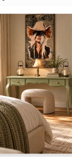 Sage colored desk or entryway table