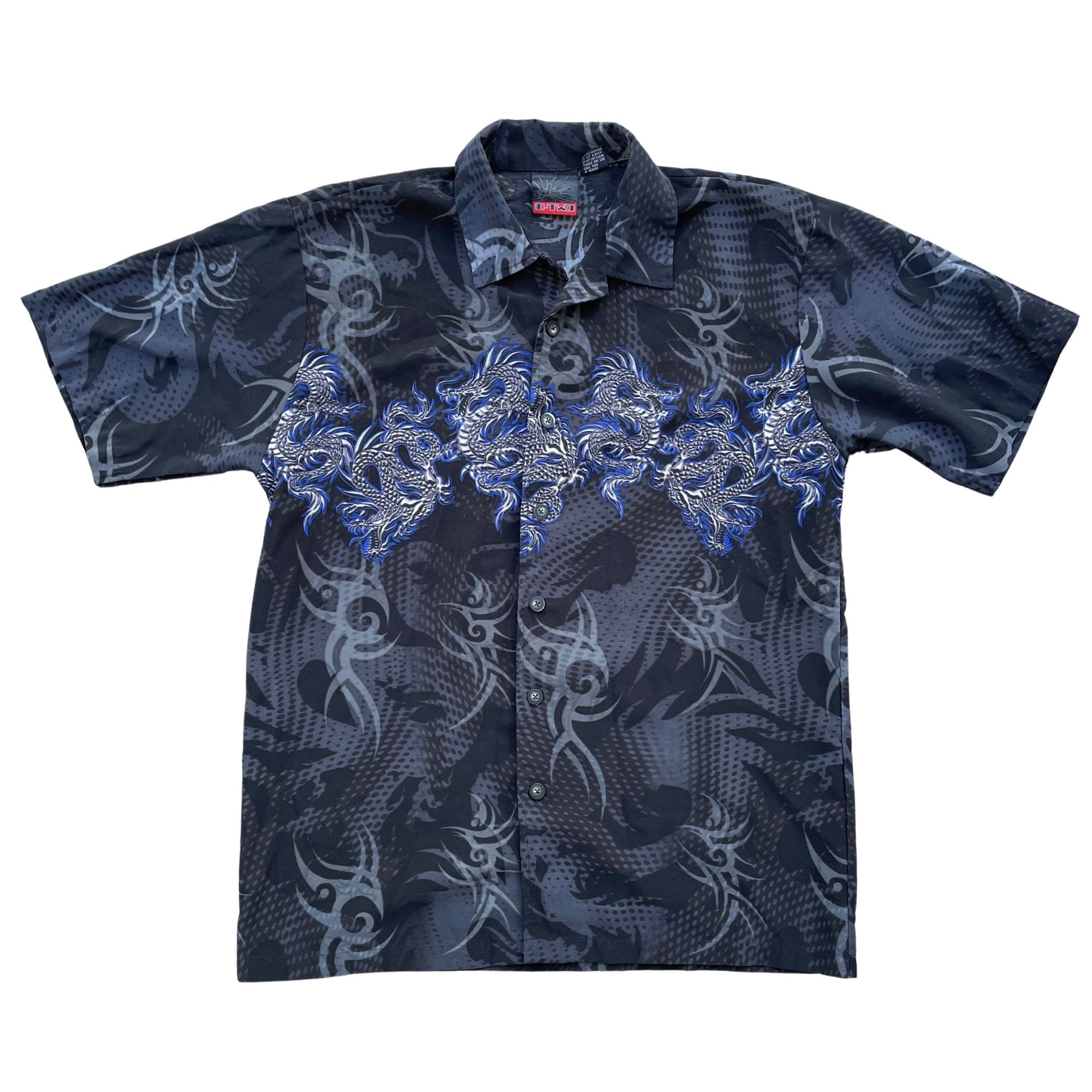 Vintage C-Two Y2K Dragon Bowling Shirt Size Medium