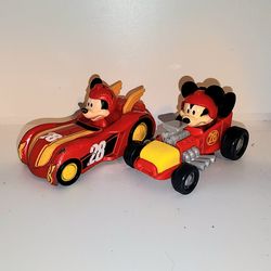 pair of Disney Mickey and the Roadster Racers diecast cars