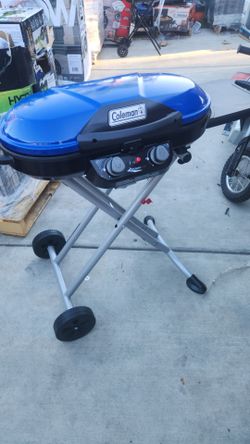 Coleman RoadTrip X-Cursion 2 Burner Propane Grill for Outdoor Camping and BBQ, Stand Up Grill, Blue