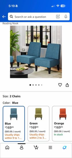 4.4 4.4 out of 5 stars (67) Armless Accent Chairs Set of 2, Blue Upholstered Linen Slipper Chair with Solid Wood Legs, Mid Century Modern Side Chairs 