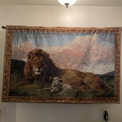 The Lion And Lamb Tapestry Wall Picture