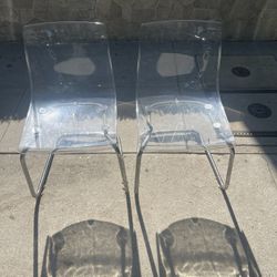 Clear Molded  Acrylic Chairs With Metail Frame Sold As Pair