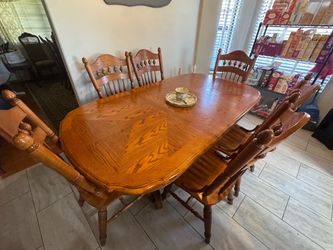 Oak Dining Table with 6 Chairs