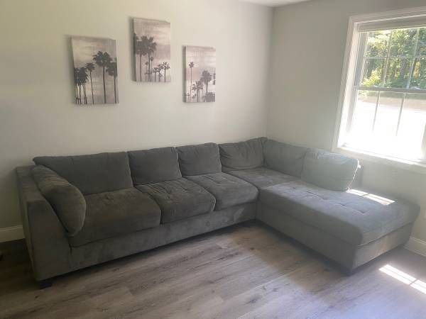 Gray Microfiber Sectional Couch