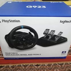 Logitech G923 Racing Wheel and Pedals for PS5, PS4, PC, Mac, TRUEFORCE up to 1000 Hz Force Feedback - Black New Sealed