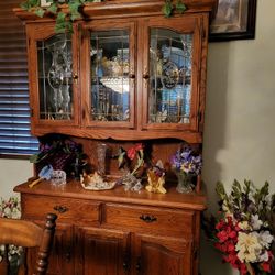 Oak china cabinet  Perfect glass shelves claw feet