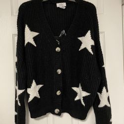 Just Polly New York Women’s Cardigan (Black/White Stars)