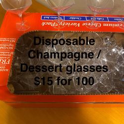$15  100  Champagne Glasses/ Plastic disposable toasting, glasses, dessert, glasses