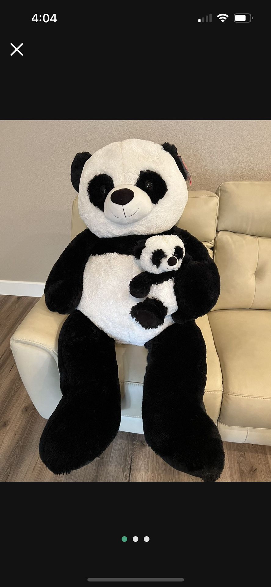 52” Giant Panda Bear With Baby Bear