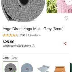 Yoga Mat 6MM Gray New