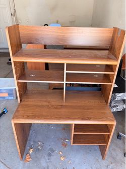 Computer Desk with Hutch Storage Shelves - $25