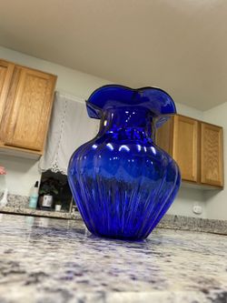 Cobalt Blue Glass Vase with “Ruffled” or “Scalloped” Edge