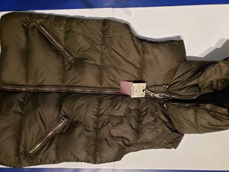 Zara size L mens designer puffer vest winter coat jacket with real feathers / down lining