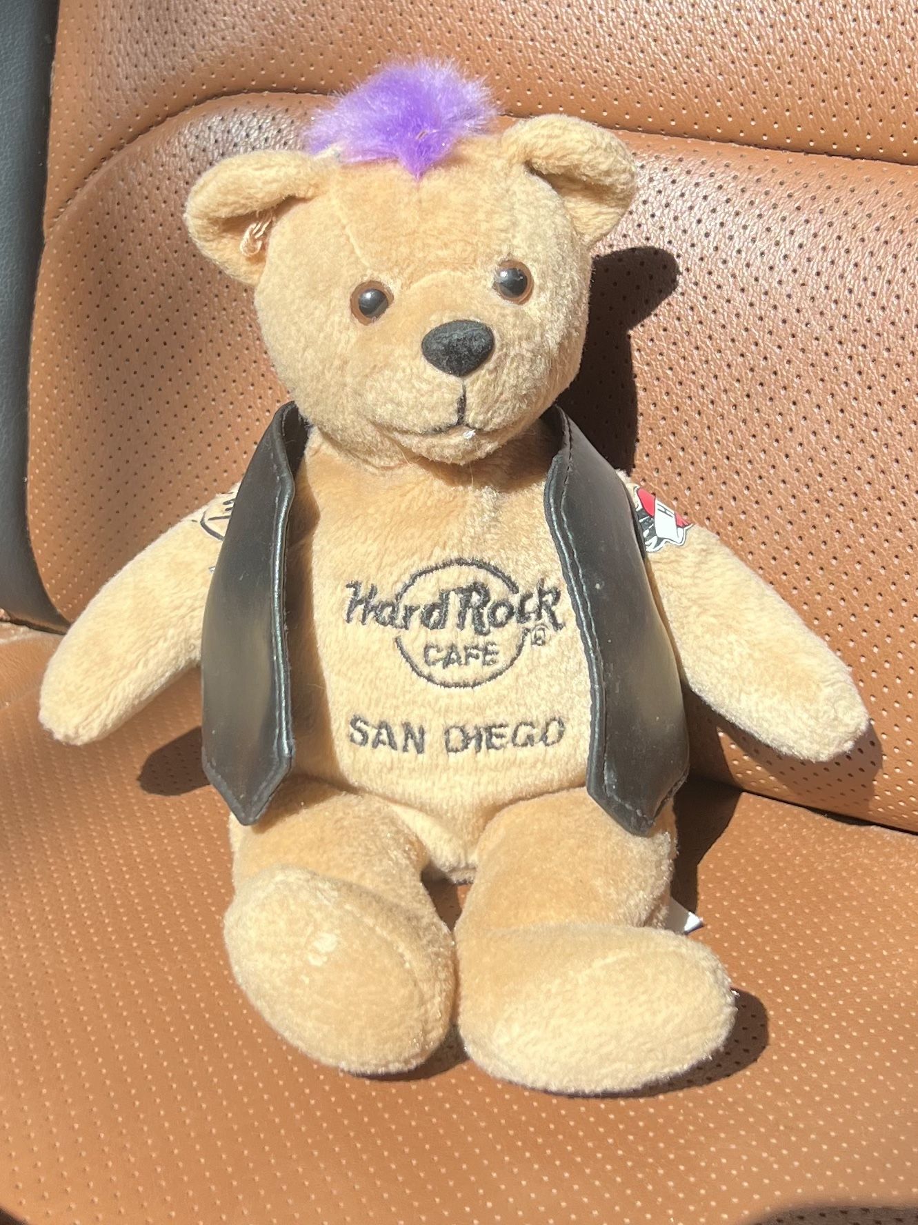 Hard Rock Cafe Live Laugh Rock San Diego Plush Leather Vest Tattoos Purple Hair