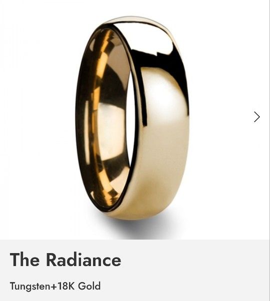 Men 18 Karat Gold/Tungsten Wedding Band Size 8