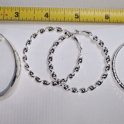 Silver tone Hoops, Set Of 3