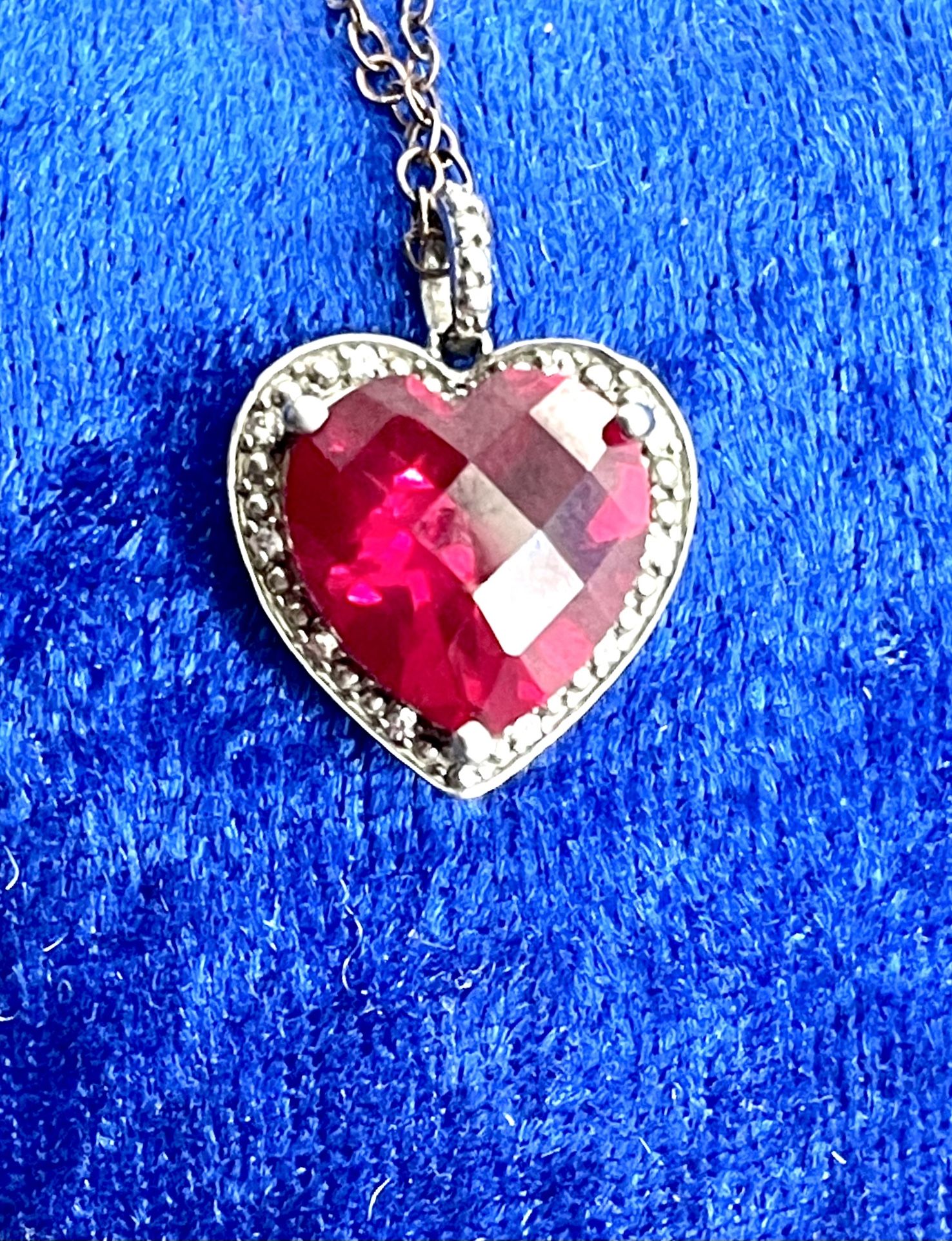 Sterling ‘p Star m’ Ruby Heart Necklace 