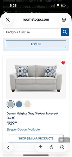 Gray sleeper couch | rooms to go