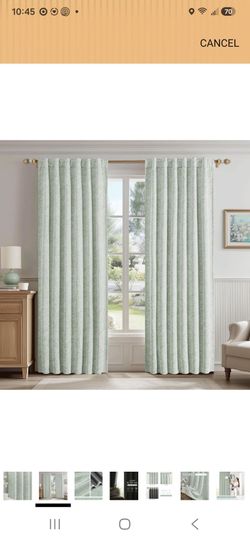 Curtains 52"x72" green w/ flowers