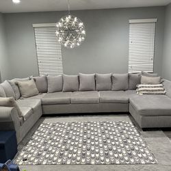 Large Light Grey Sectional Sofa