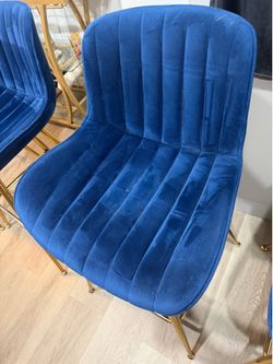 Blue/gold bar stools (set of 4)