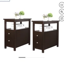 Set of Two Parlor Living Room Furniture MDF Bookshelf Storage Rack, Russet