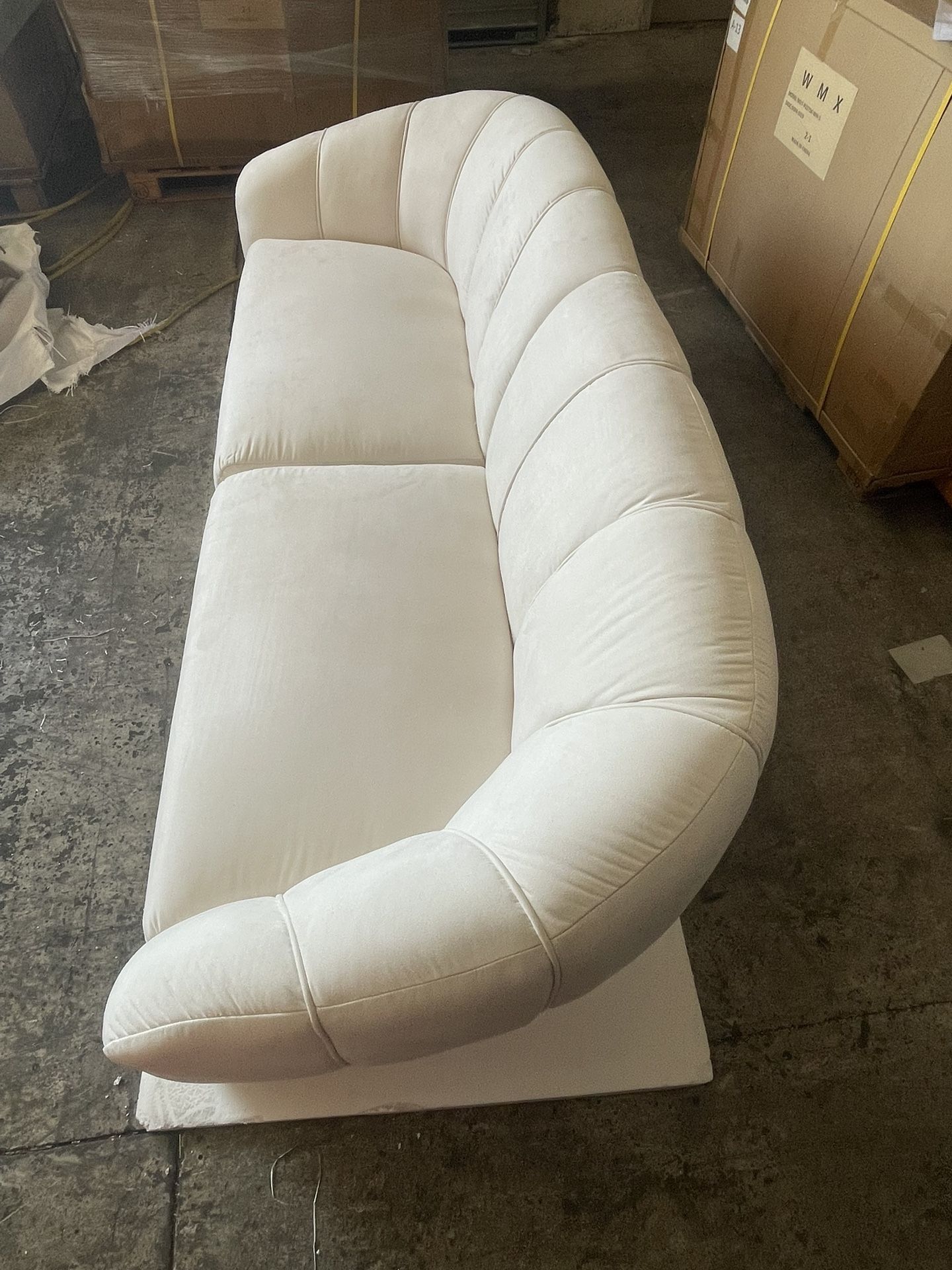 0950 1/2 Beige Velvet seater Shell Sofa