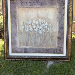 Large 45” x 45” Framed Floral Wall Art – Elegant Statement Piece