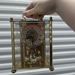 Vintage S. Haller Simonswald 7” Brass 400 Day Mechanical Carriage Clock.